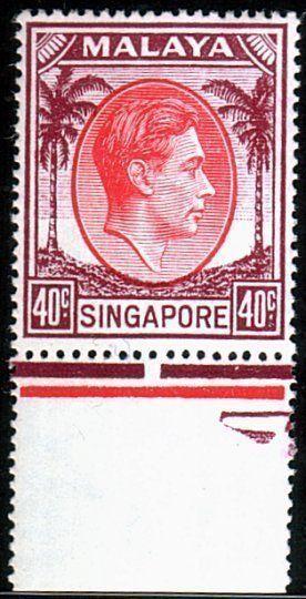 SINGAPORE 1948 GVI 40c perf 17½x18 fine mint...............................50390