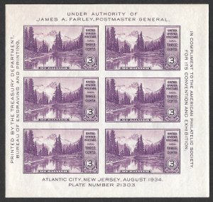 Doyle's_Stamps: MNH 1934 APS & TransMississippi Exhibition Souvenir Sheets