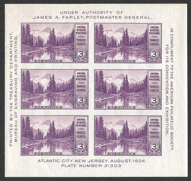 Doyle's_Stamps: MNH 1934 APS & TransMississippi Exhibition Souvenir Sheets
