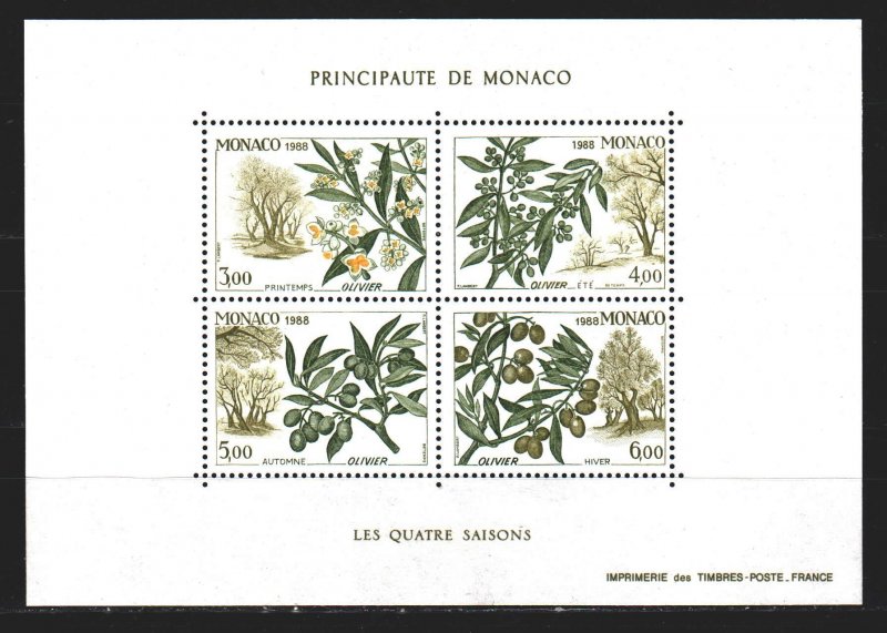 Monaco. 1988. bl41. Olives, flora. MNH.