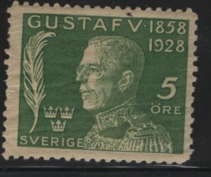 SWEDEN, B32, THIN, HINGED, 1928, King Gustaf V