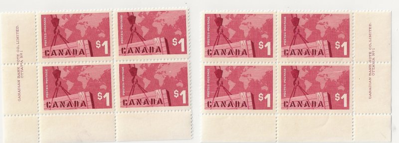 Canada 411 1963  $1.00  corner blks vf  mint nh