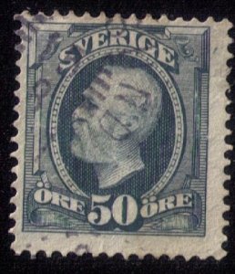 SWEDEN Sc #64 50o Olive Gray King Oscar II Used Fine