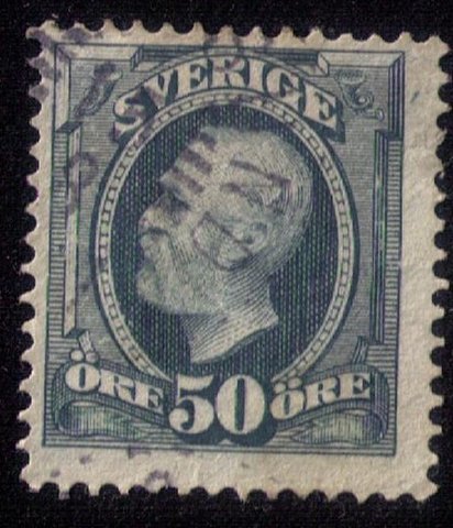 SWEDEN Sc #64 50o Olive Gray King Oscar II Used Fine