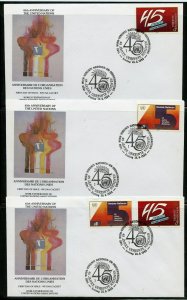 UN 1990 45th ANNIVERSARY  WFUNA CACHET BY ROBERT PEAK  ON 10 FIRST DAY COVERS 