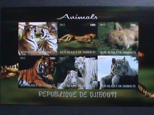 ​DJIBOUTI-2012-WORLD FAMOUS ENDANGERED ANIMALS MNH IMPERF SHEET-VERY FINE