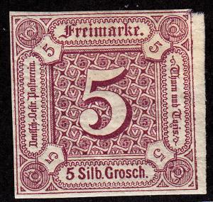 THURN & TAXIS MH Scott # 13 Nice Margins - remnant (1 Stamp)