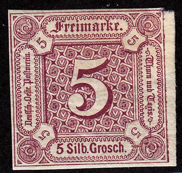 THURN & TAXIS MH Scott # 13 Nice Margins - remnant (1 Stamp)