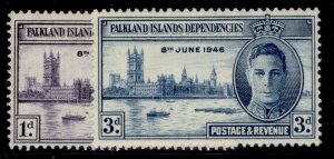 FALKLAND ISLANDS - Dependencies GVI SG G17-G18, 1946 VICTORY set, M MINT.