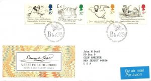 EDWARD LEAR VERSE FOR CHILDREN SET OF (4) ON ROYAL MAIL CACHET FDC 1988