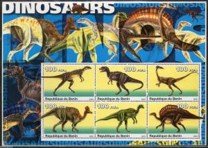 Benin 2003 Dinosaurs Pre Historic Animals Mammoth Sheetlet of 6 MNH # 9070