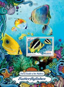 MALDIVES 2016 SHEET BUTTERFLYFISHES FISHES MARINE LIFE mld161006b