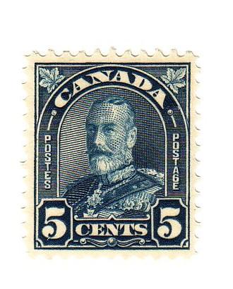 Canada Sc 170 1930 5c blue GV Arch issue stamp mint