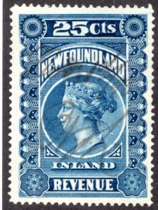 van Dam NFR3, 25c blue, Used, Inland Revenue, Victoria, Newfoundland, Canada