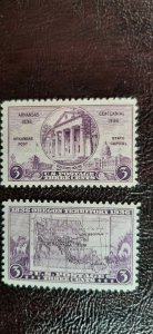 US Scott # 782, 783; 3c Arkansas, Oregon Terr. from 1936; MH, og; F/VF centering