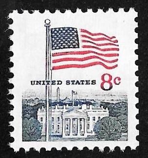 #1338F 8 cents Flag & White House Stamp mint OG NH EGRADED VF-XF 86