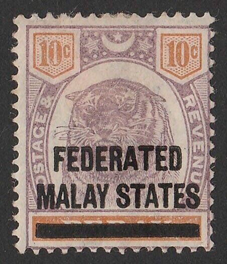 FEDERATED MALAY STATES 1900 overprinted Tiger Perak 10c dull purple & orange.