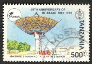 Scarce : 1989 Tanzania Sc #742 - 25th Anniversary of Intelsat - 500/. Used Cv $8