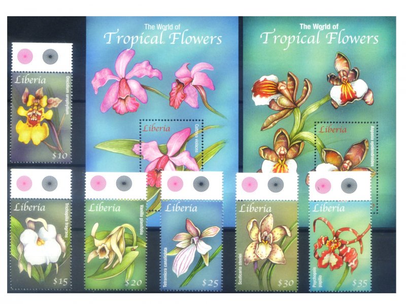 Liberia. Flora. Orchid 2001. Series + 2 sheets.