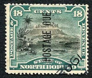 North Borneo SGD10c 18c Opt reading upwards used Cat 95 Pounds