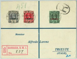 BK0406 -  BARBUDA  - POSTAL HISTORY - Registered COVER to ITALY via NY  1924