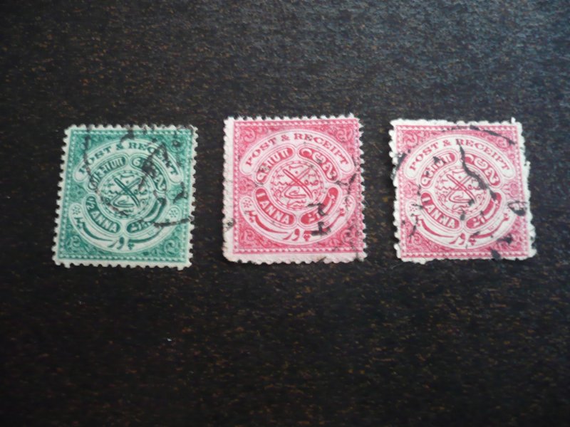 Stamps - India - Hyderabad - Scott# 30-32 - Used Part Set of 3 Stamps