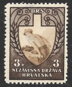 CROATIA 1942 3k+3k State Labor Service Semi Postal Sc B26 MNH