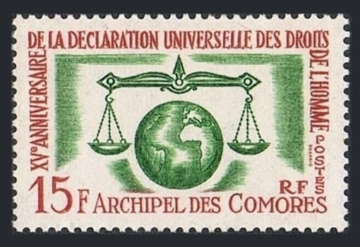 Comoro Isls 56,lightly hinged.Michel 54. Human Rights 1963.