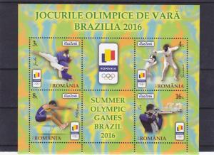 ROMANIA 2016 STAMPS Rio Olympics Brazil MNH POST MINI SHEET sport