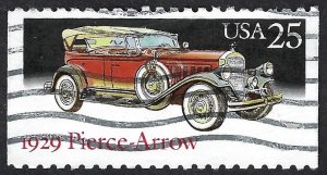 United States #2382 25¢ Classic Cars - 1929 Pierce Arrow (1988). Used.