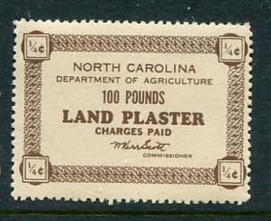 North Carolina Land Plaster Tax #LP1 Mint