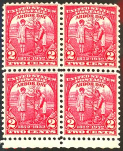 U.S. #717 MINT BLOCK OF 4 OG LH SML CREASES