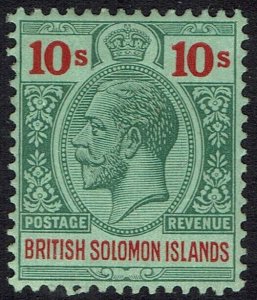 BRITISH SOLOMON ISLANDS 1914 KGV 10/- WMK MULTI CROWN CA 