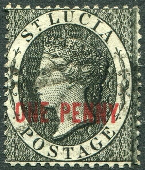 ST LUCIA-1882-84 1d Black Sg 26 GOOD USED V49025