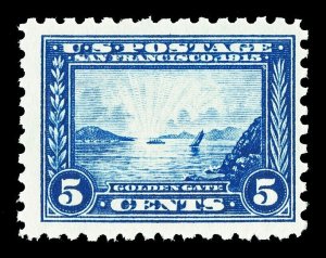 Scott 403 1914 5c Panama-Pacific Perf 10 Mint F-VF OG NH Cat $400