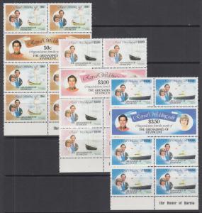 St. Vincent Grenadines Sc 209-214 MNH. 1981 Royal Wedding Souvenir Sheets, VF