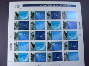 U.S.# 3552-3555(3555a)-MNH--PANE OF 20--WINTER OLYMPICS/WINTER SPORTS-2002