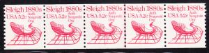 Sleigh 1880's 5.2c Plate Number Strip of 5. Nr.-1 as a Line Pair.  VF/NH