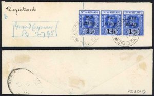 Cayman Islands 1917 1 1/2d War Stamp x6 posted locally in GEORGETOWN