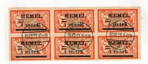 German Area - Memel Sc 31 Used block of 6 issue of 1921 - Lot B