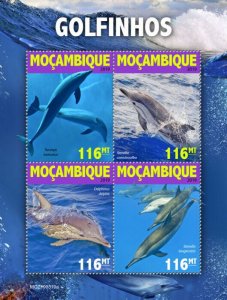 Mozambique 2019 MNH Marine Animals Stamps Dolphins Bottlenose Dolphin 4v M/S