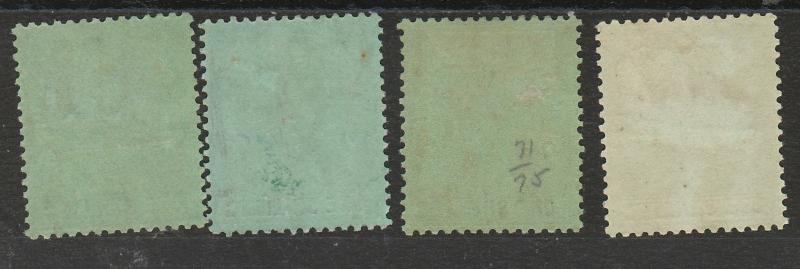 GIBRALTAR 1912 KGV 1/- ALL 4 SHADES WMK MULTI CROWN CA