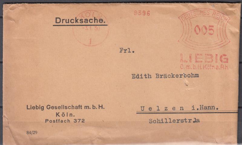 Germany - 3.1.1930 Metered commercial cover to Uelzen (2287)