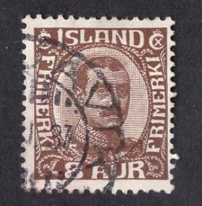 Iceland    #114   used   1920  Christian X  8a