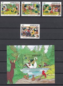 Z4631 JL Stamps 1985 disney anguilla set + s/s mnh #648-52 hansel & gretel