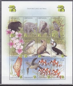 Grenada, Scott cat. 2850 A-L. Wildlife on Australia Stamp Expo sheet.