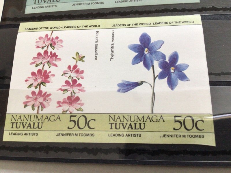 Tuvalu Flowers Se-Tenant imperf Pairs Stamps Ref 64073