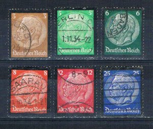 Germany  436-41 Used set Hindenburg Memorial Issue 1934 (HV0012)