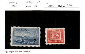 Canada, Postage Stamp, #313-314 Mint NH, 1951 Stagecoach (AF)