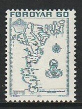 1975 Faroe Islands - Sc 9 - 1 single - MNH VF - Map of Islands